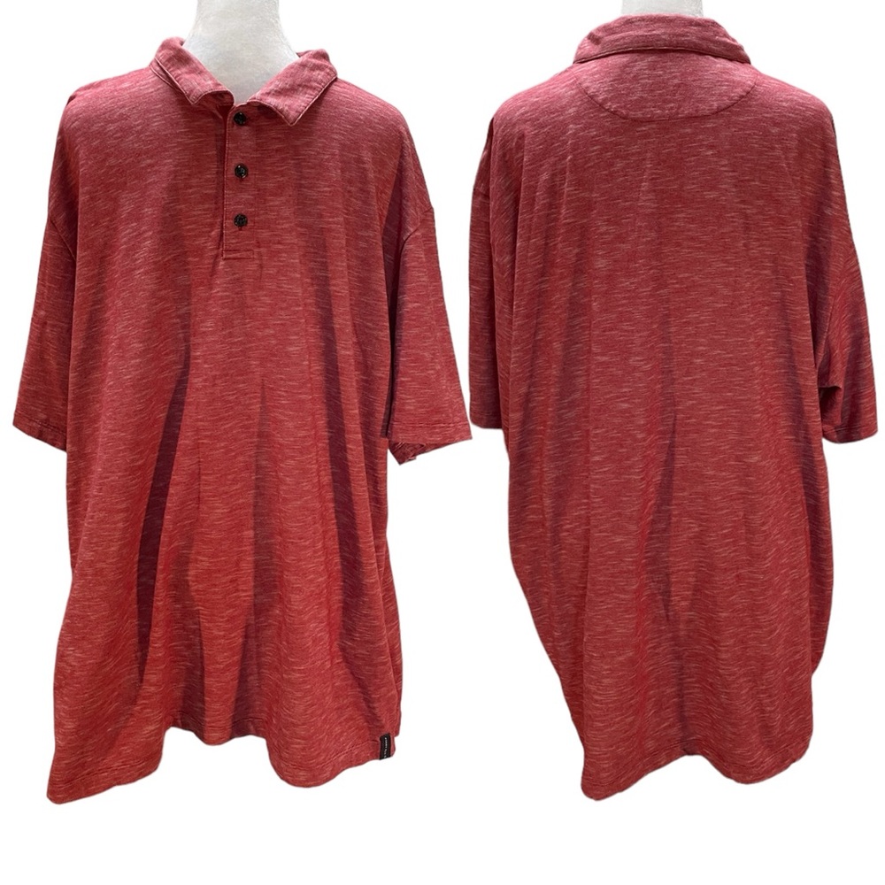 Perry Ellis Heather Red Short Sleeve Polo Shirt Size XXL